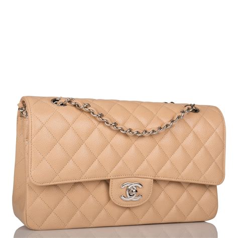 chanel silver caviar bag|Chanel Beige Quilted Caviar Medium Classic Double Flap Silver .